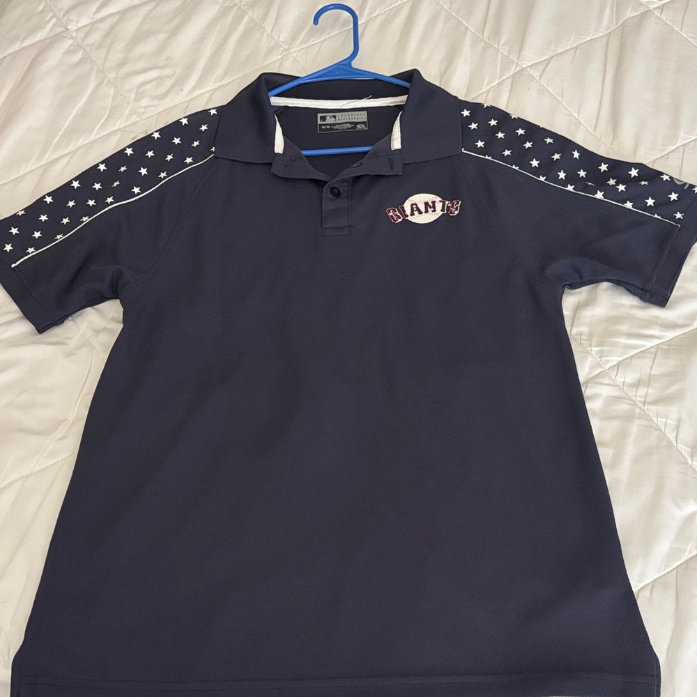 Mens Navy Blue San Francisco Giants 4th of July Polo Shirt with Star Accents